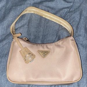 Y2k Shoulder Bag Beige Nylon Purse